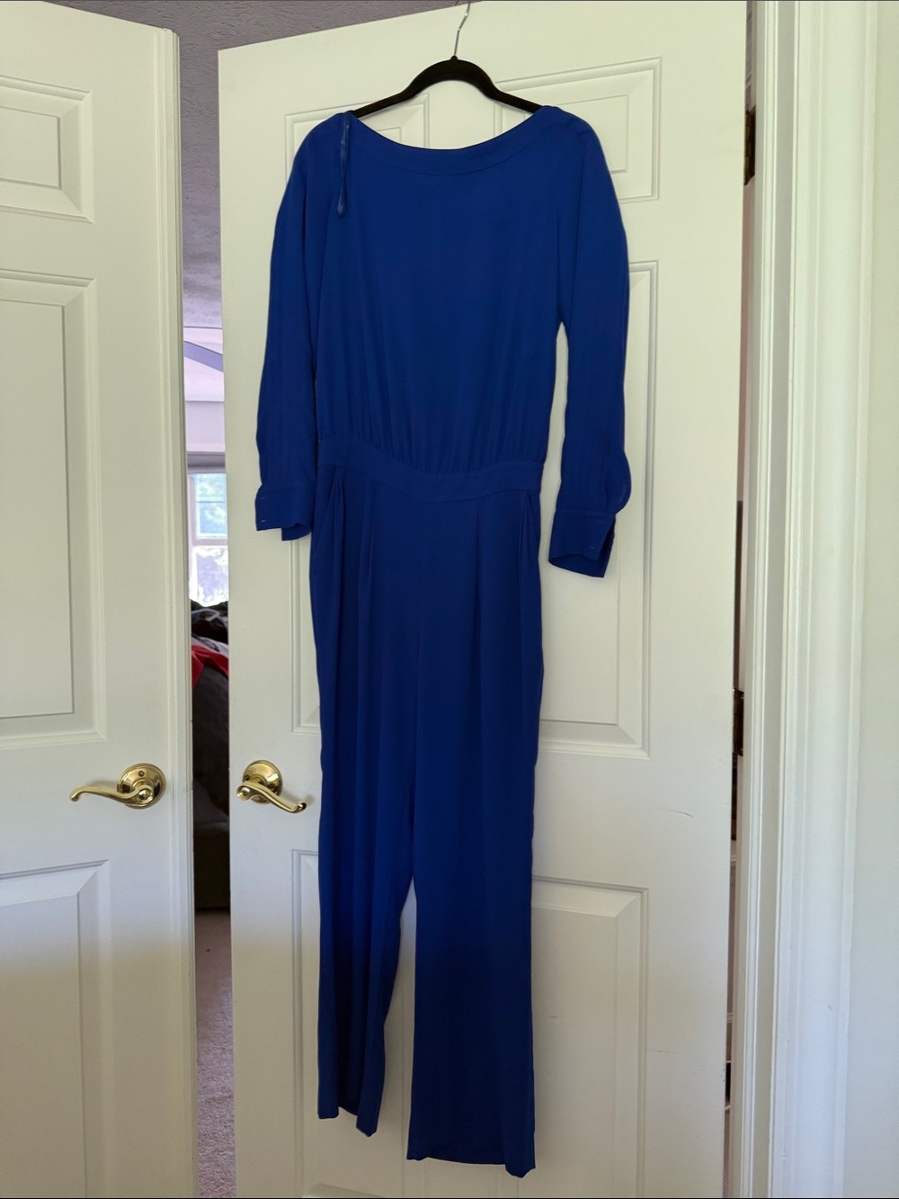 Diane Von Furstenberg Cobalt Blue Long-Sleeve Jumpsuit